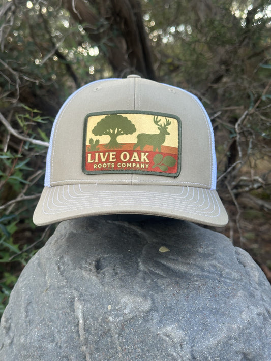 Hill Country Whitetail Hat (Khaki, White)