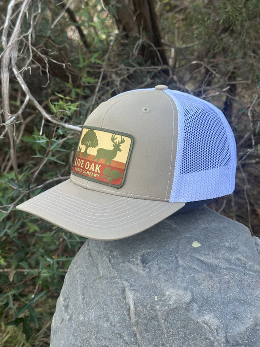 Hill Country Whitetail Hat (Khaki, White)